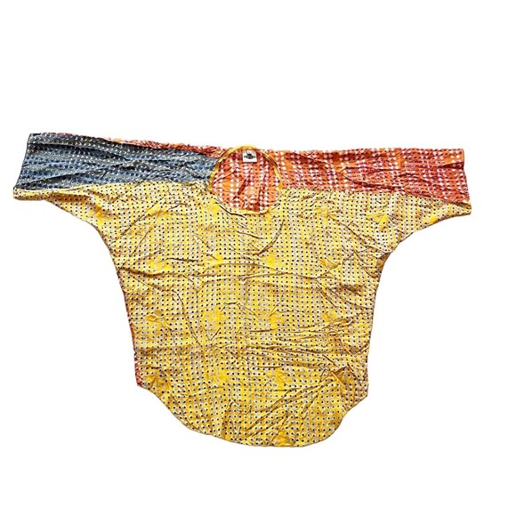 Anthropologie Silk Sanchita Placed Pixels Blouse Boxy Top Drop Raw Edge Sz L - Picture 2 of 12